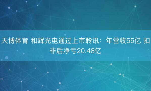 天博体育 和辉光电通过上市聆讯：年营收55亿 扣非后净亏20.48亿
