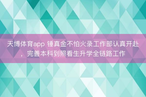 天博体育app 锤真金不怕火录工作部认真开赴，完善本科到照看生升学全链路工作